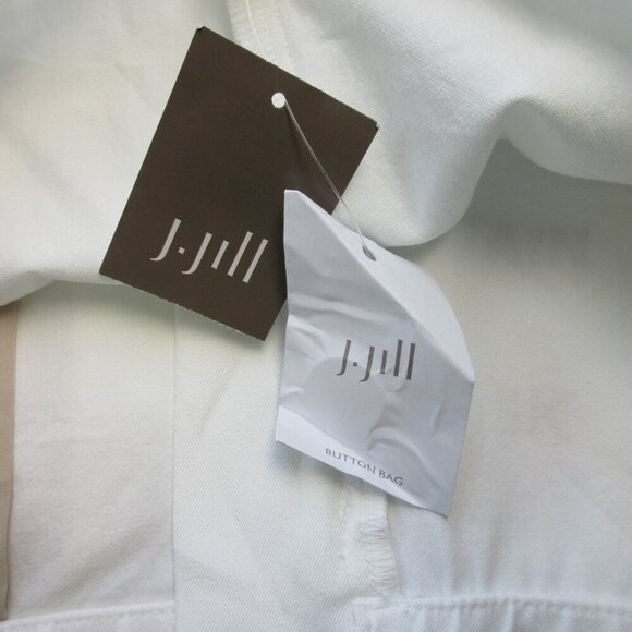 J Jill Women's Pants 14 White Cotton Blend Pleated Stretch Minimalist Beach 432 - Picture 7 of 14